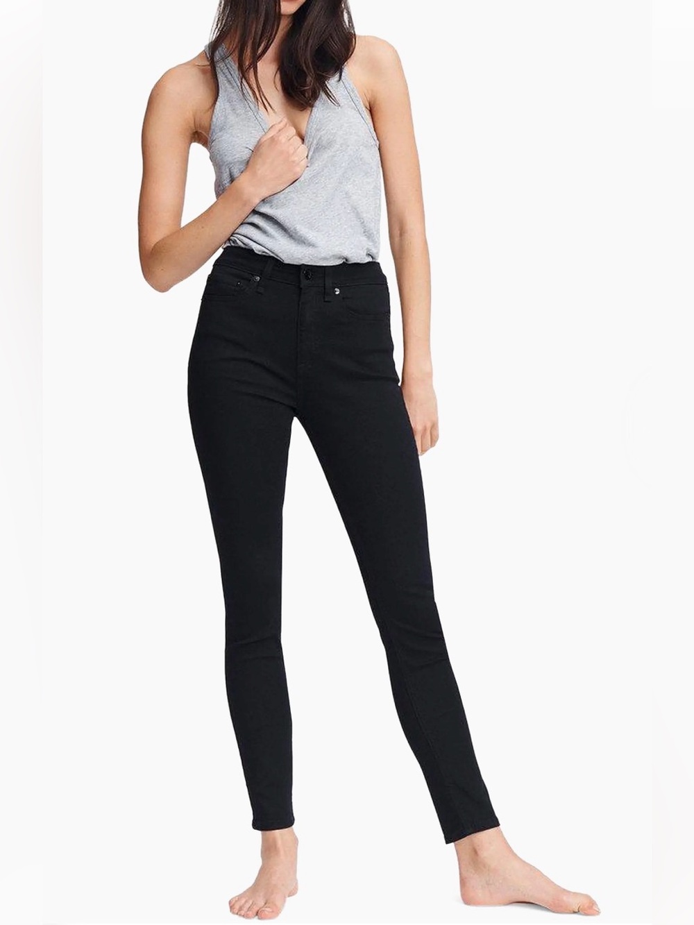 rag & bone Black High-Rise Skinny Jeans Full Length - Size 25